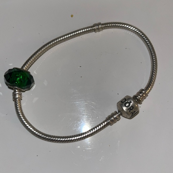 Pandora Bracelet w/ Emerald Charm - Picture 2 of 3